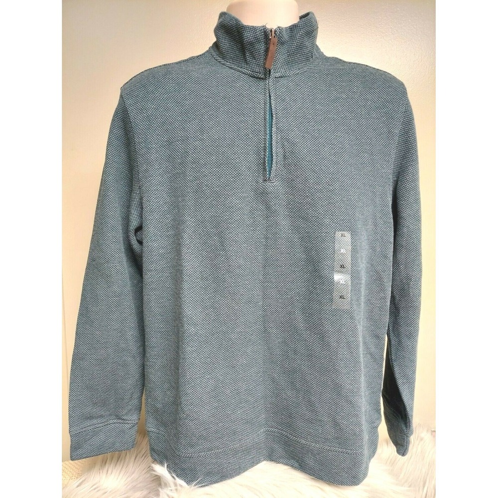 NWT Tasso Elba 1/4 Zip‎ Pullover Men's Size XL Green Ocean Teal CBO Long Sleeve